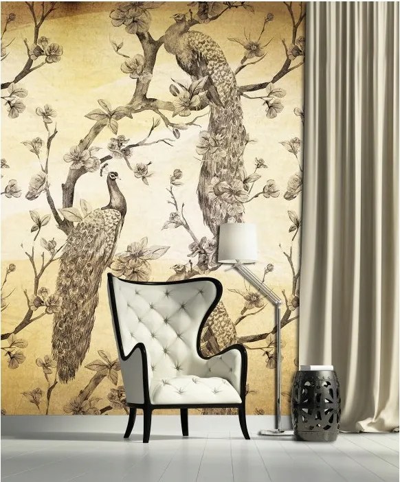 Fotótapéta Páva virágokkal egzotikus hálószoba nappali 184x254 +ragasztó