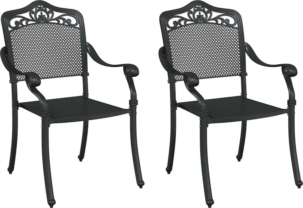 vidaXL Kerti Szék 2 pcs Fekete 55 x 55 x 92,5cm Alumínium