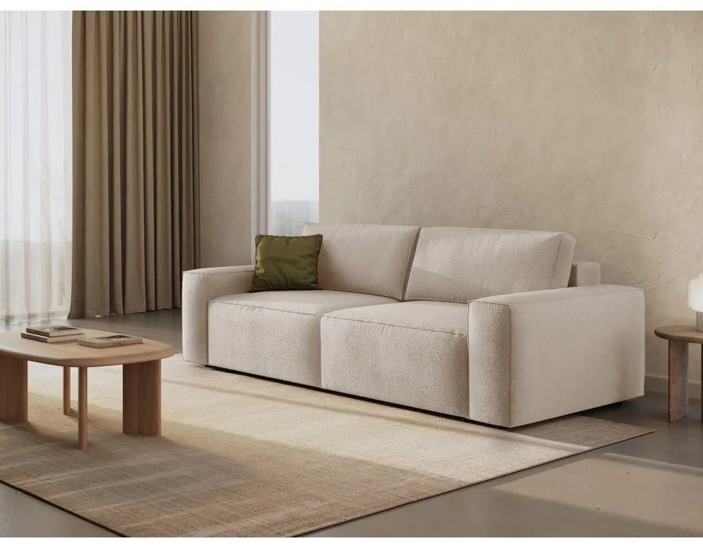 Bézs buklé kinyitható kanapé 247 cm Jodie – Micadoni Home