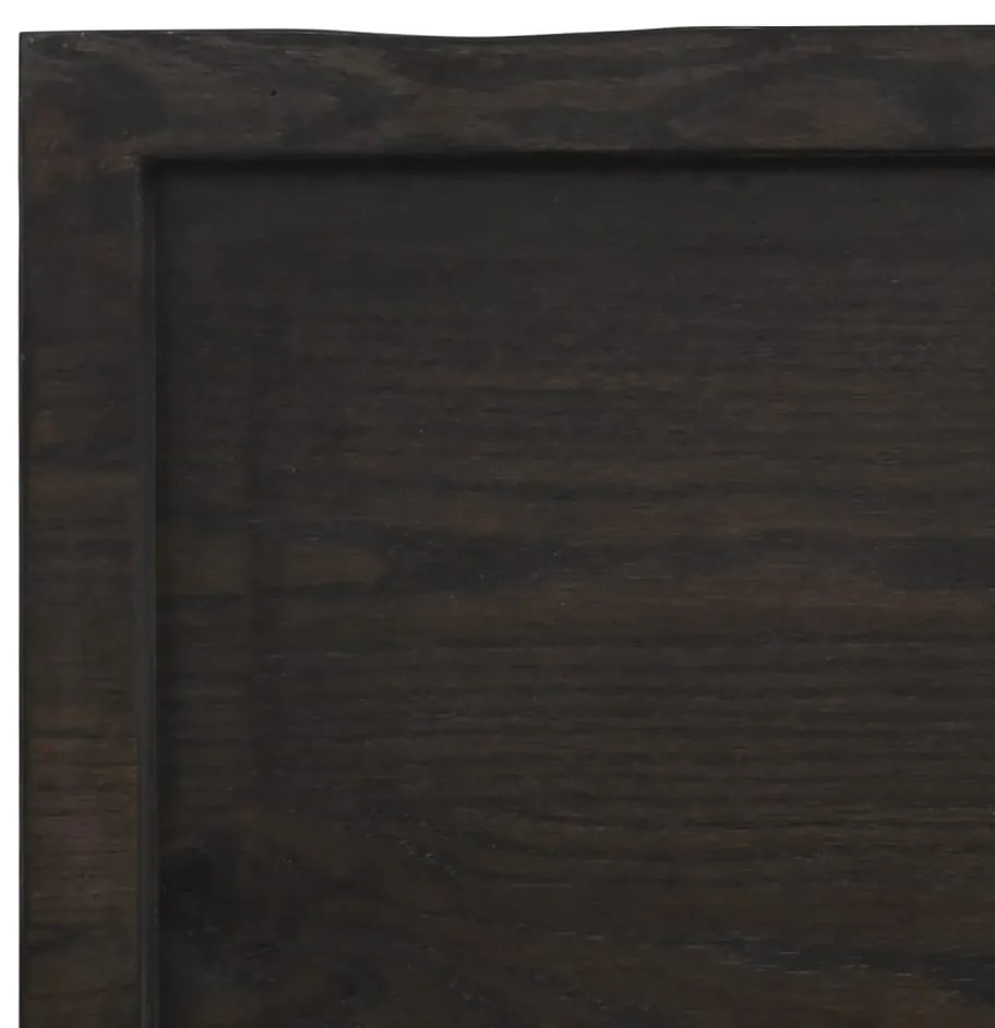 sötétbarna kezelt tömör tölgyfa fali polc 140 x 60 x (2-6) cm