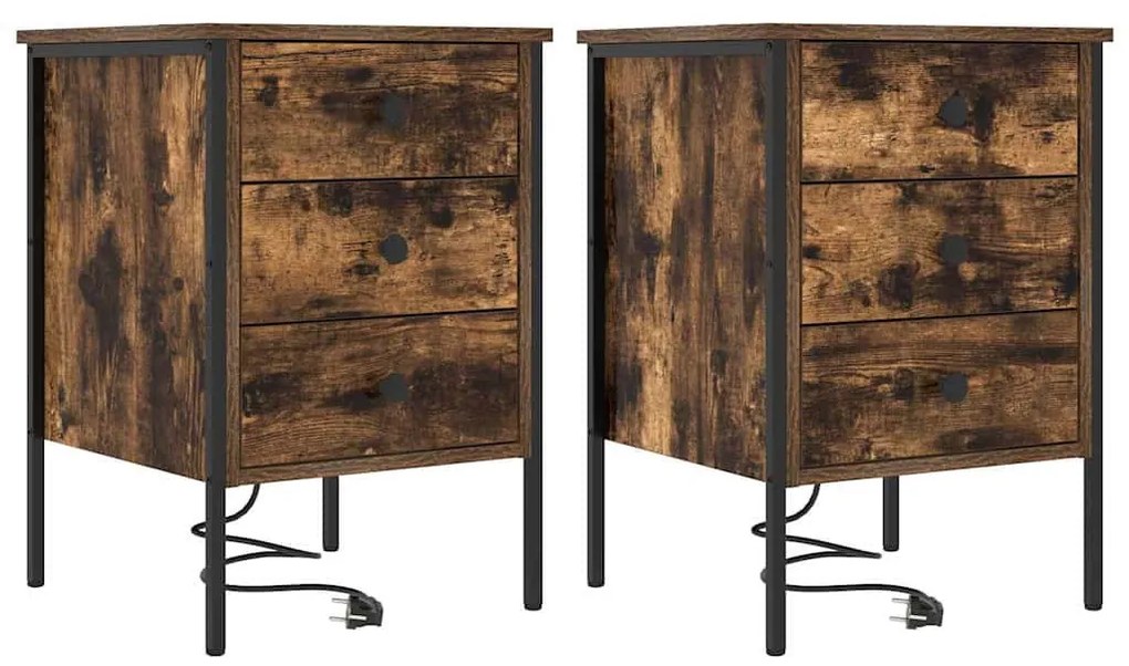Éjjeli Szekrények 2 pcs Füstölt tölgy 42 x 41 x 61 cm Faanyag