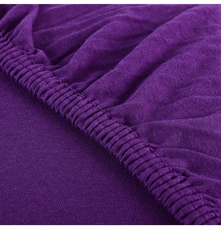 EMI lila 100% pamutjersey gumis lepedő, 90x200-as lap