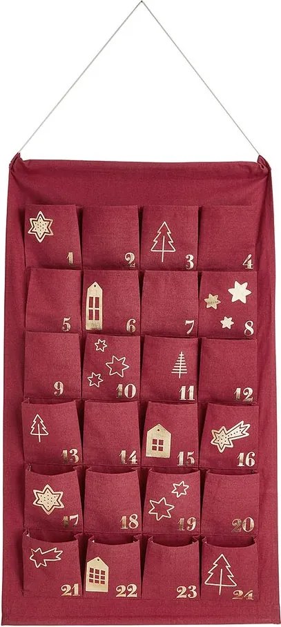 SANTA IS COMING adventi naptár 123 x 71 cm, piros/arany