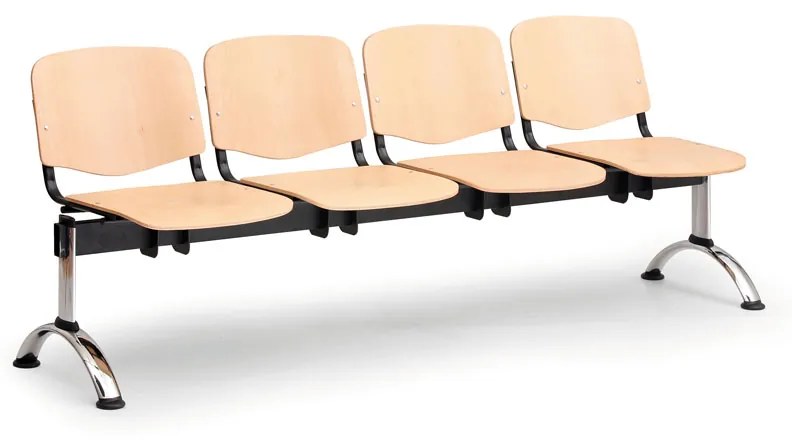 Fa pad ISO II 4 üléses - króm lábak, bükkfa