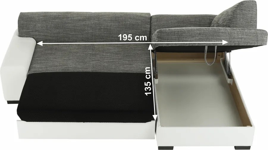 Ülőgarnitúra, fehér/szürke melír, jobbos, MINERVA