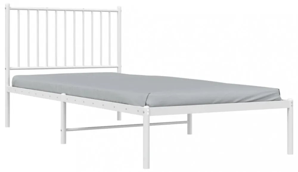 fehér fém ágykeret fejtámlával 90x200 cm