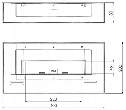 InFire - BIO kandalló 8x40 cm 3kW fekete