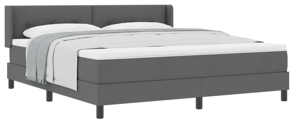 Boxspring Ágy Mattal, Sötétszürke, 180 x 200 cm, Szövet