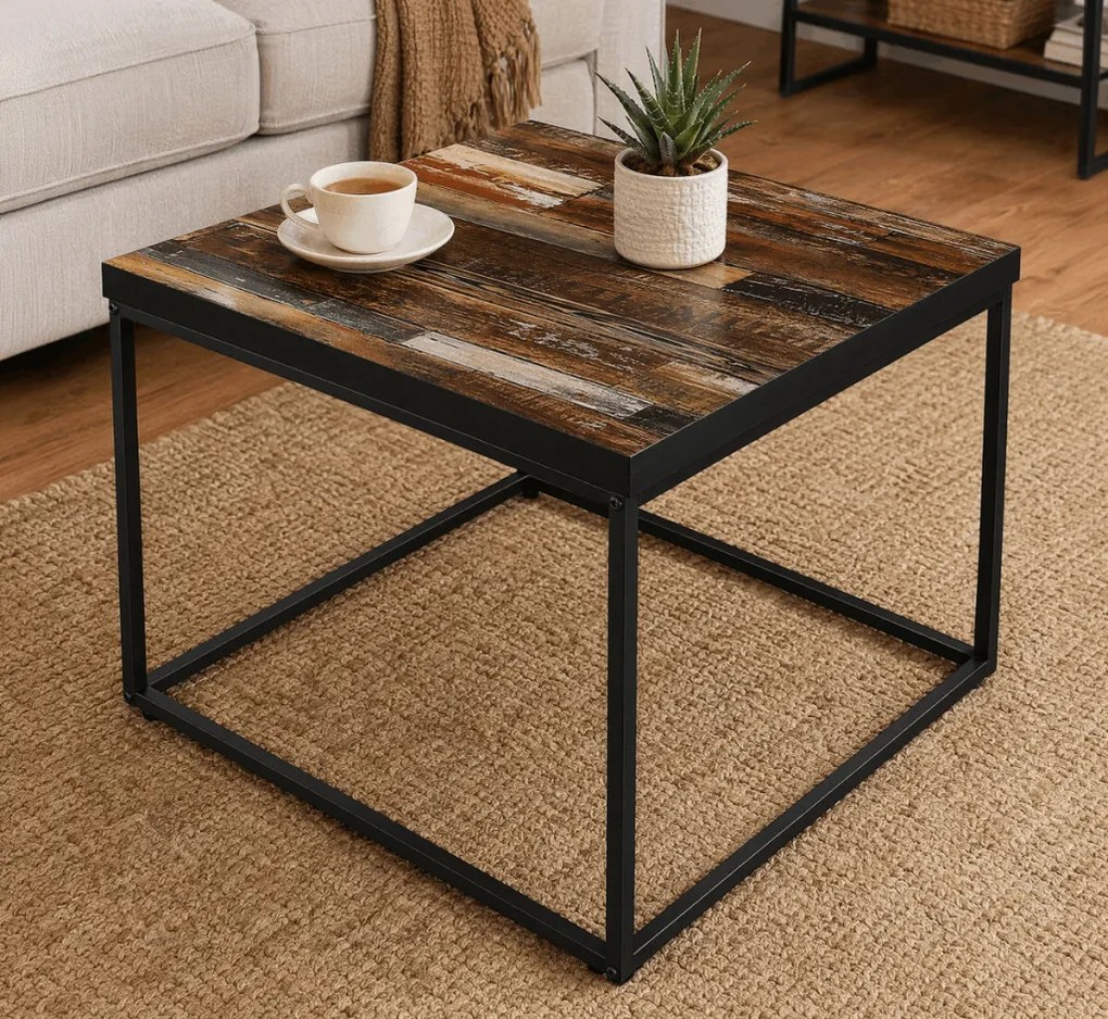 Dohányzóasztal 60 × 60 × 45 cm, MDF, öregfa