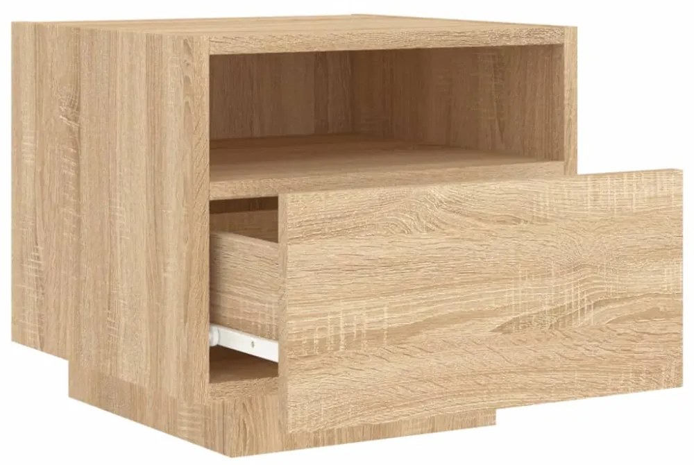 2 db sonoma tölgy színű éjjeliszekrény LED-ekkel 40x39x37 cm