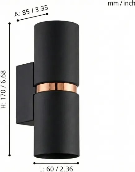 Eglo 95371 - LED fali lámpa PASSA 2xGU10-LED/4W/230V