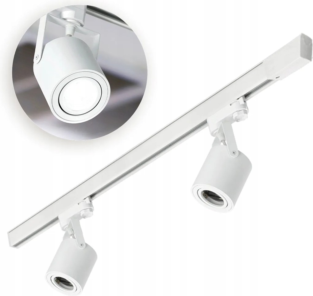 Sín szett Fehér 3 fázisú 2x Reflektor GU10 Sín 1m Szett