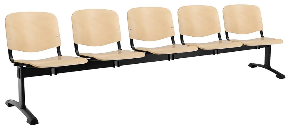ISO fa pad, 5 üléses - fekete lábak, bükkfa