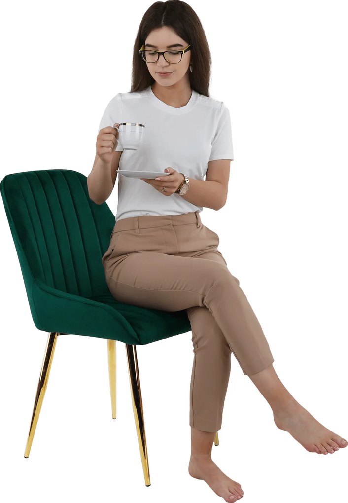 Étkezőszék, smaragd/gold króm-arany, PERLIA