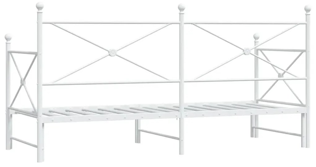 Daybed with Trundle without Mattress White 90x190 cm acél