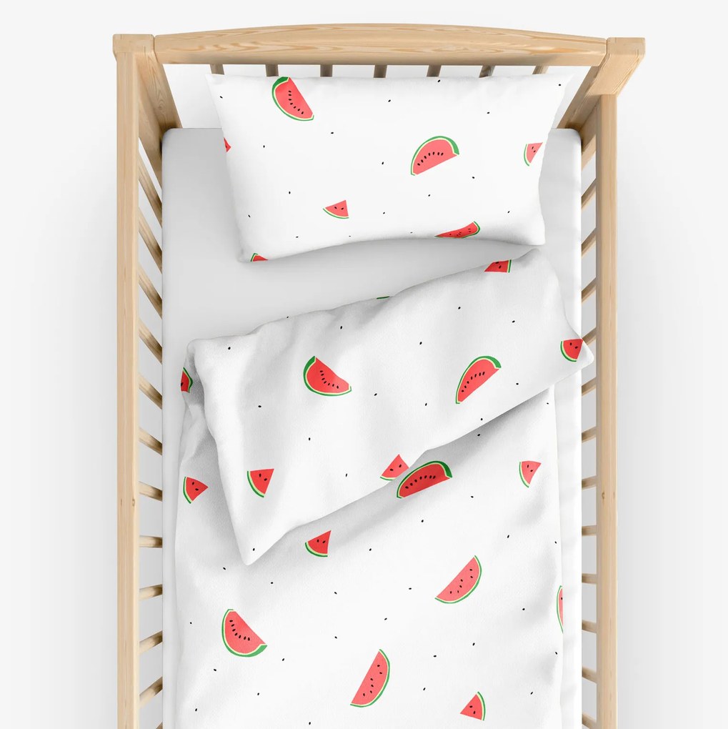 Goldea gyermek pamut ágyneműhuzat kiságyba - görögdinnyék 90 x 120 és 40 x 60 cm