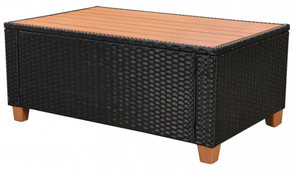 vidaXL 4-részes fekete polyrattan kerti bútorszett párnákkal