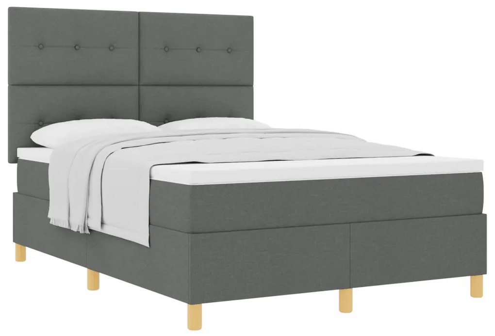 Box Spring ágy matraccal sötétszürke 160 x 200 cm szövet
