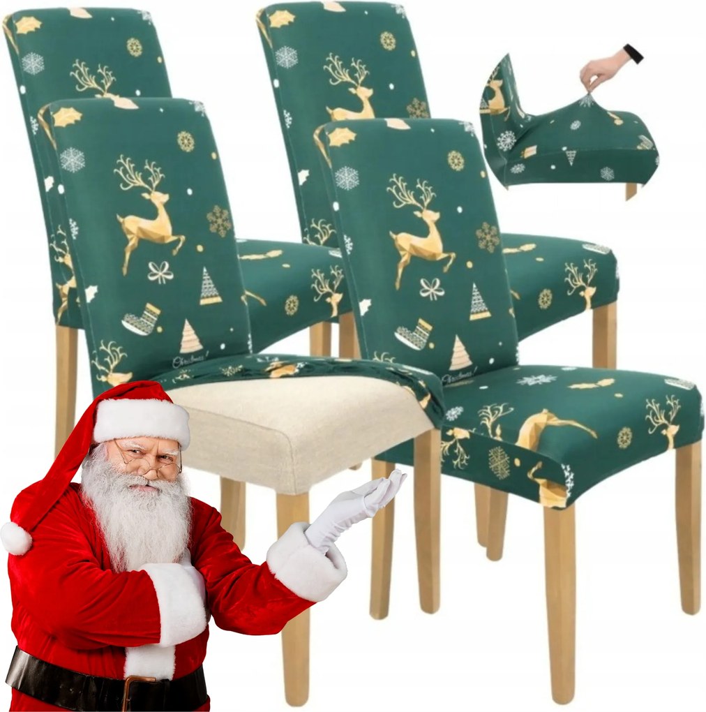 4 Db Székhuzat Karácsonyi Dekoráció Karácsonyi Huzat Rugalmas