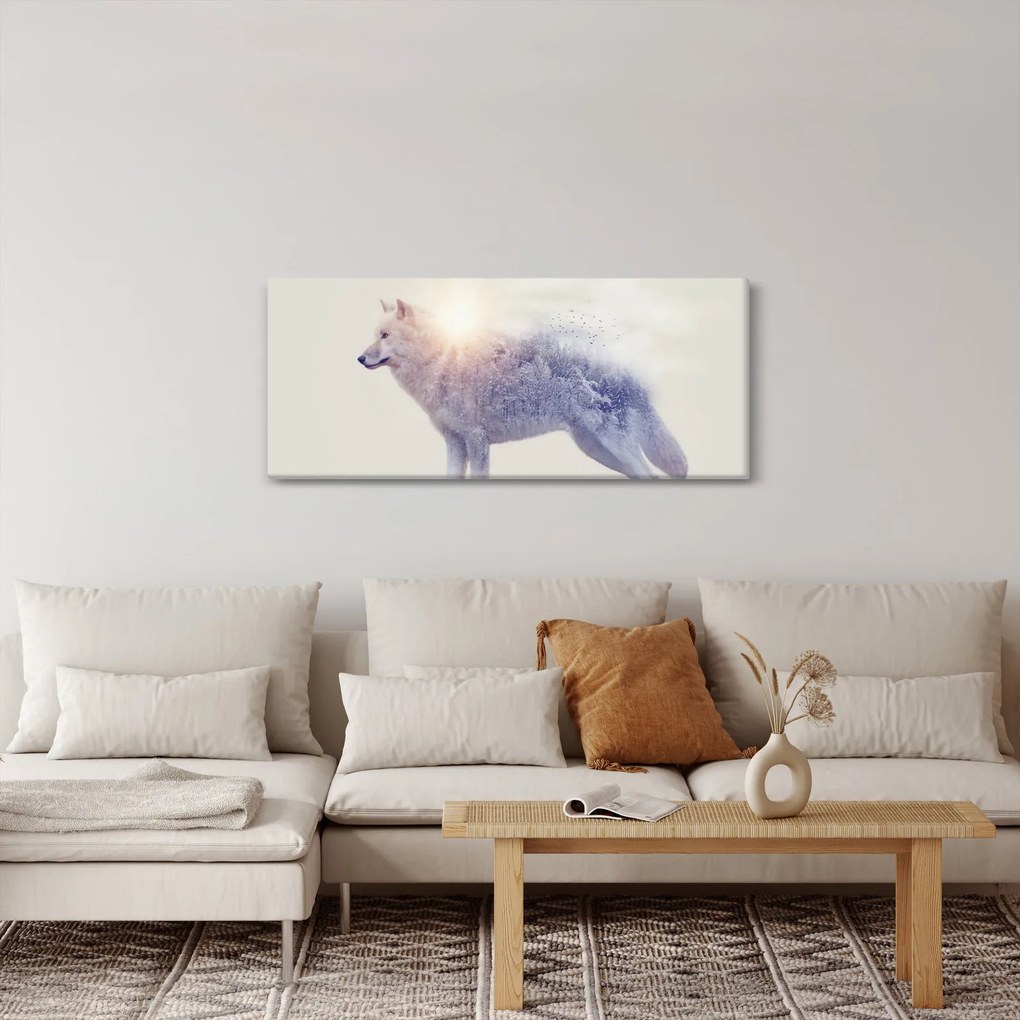 Kép - Vad tájakat tükröző sarkvidéki farkas (120x50 cm)
