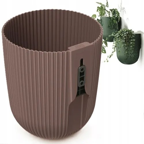 Műanyag Kaspó 14,6CM Kerek 2,1L Falra Szerelhető Wall Milly Barna Marsala