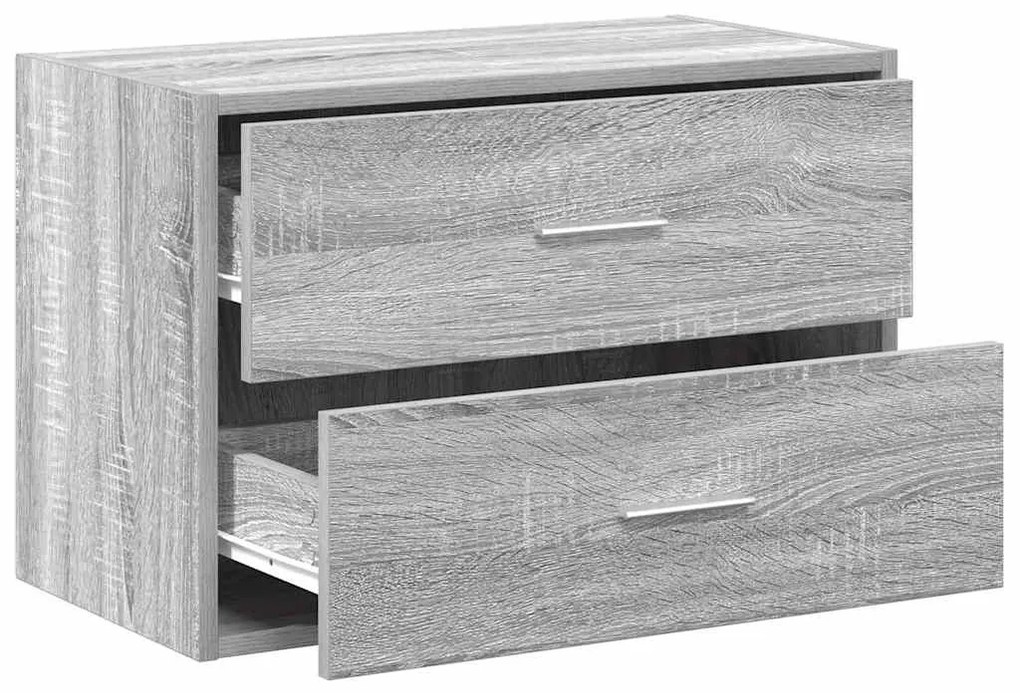 szürke sonoma szerelt fa szekrény 2 fiókkal 60 x 31 x 40 cm