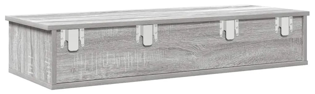 szürke sonoma szerelt fa falipolc fiókokkal 100 x 37,5 x 19 cm