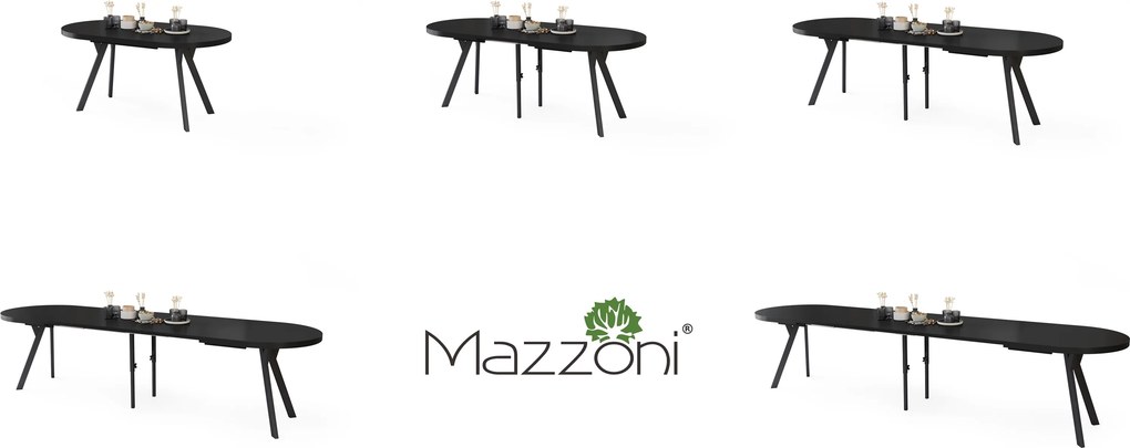 Mazzoni Ovális bővíthető étkezőasztal EXPANSO Matt Fekete