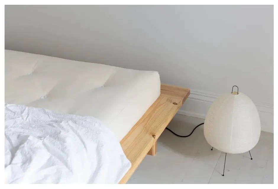 Natúr színű borovi fenyő franciaágy ágyráccsal 140x200 cm Japan – Karup Design