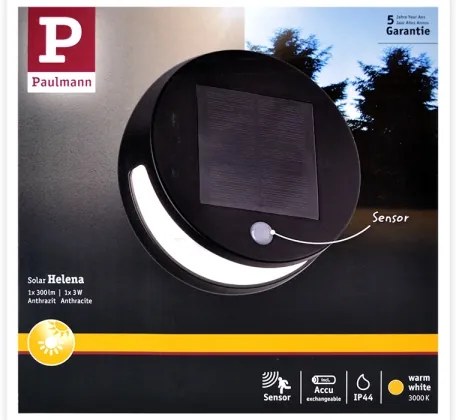Paulmann 94265 - LED/3W IP44 Kültéri napelemes lámpa érzékelővel HELENA 3,7V