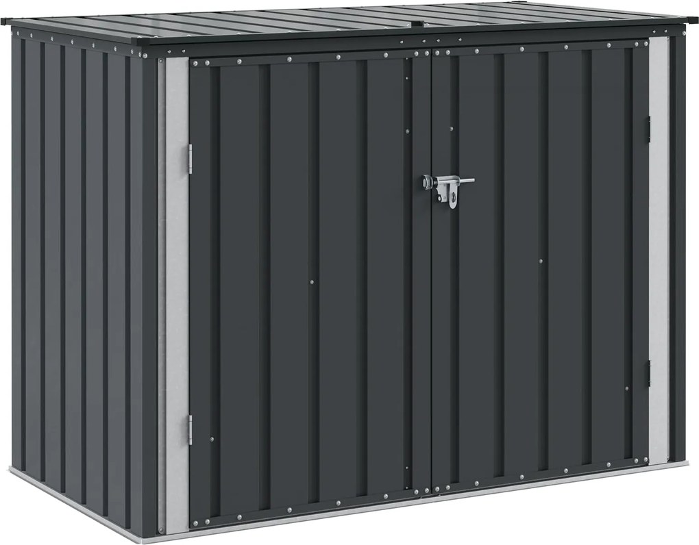 vidaXL Kerti Tároló Doboz Fekete 151,5 x 82 x 110,5 cm Acél