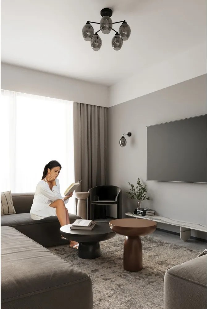 Fekete mennyezeti lámpa üveg búrával 59x59 cm Garten – Sollux