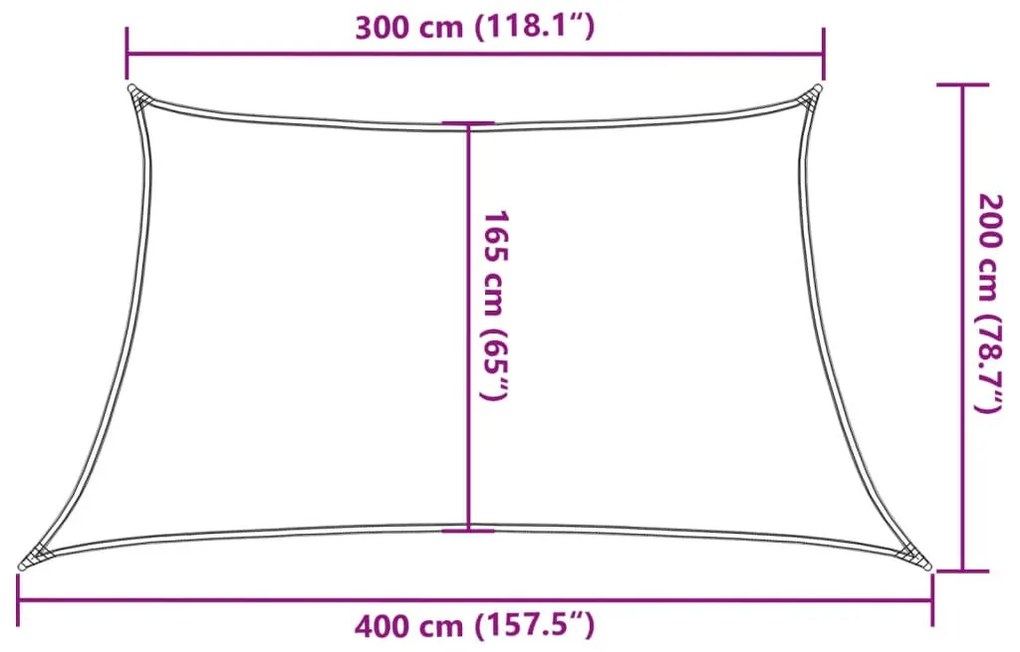 fekete HDPE napvitorla 160 g/m² 3/4 x 2