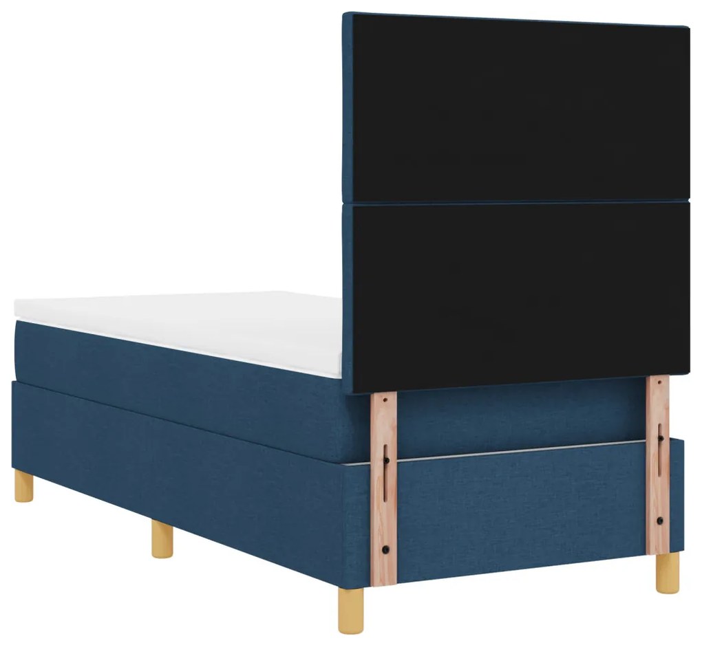 Box Spring Ágy Matraccal & LED Kék 90x190 cm Szövet