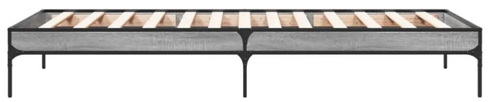 sonoma tölgyszínű szerelt fa és fém ágykeret 90 x 200 cm