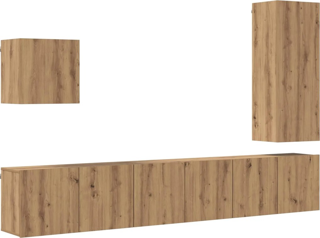 vidaXL TV faliszekrény Falra szerelhető 5 pcs Artisan tölgy Faanyag