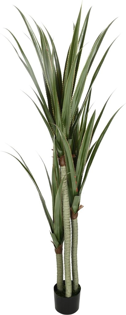 HOMCOM Mesterséges Yucca Növény Cserépben 190 cm - 39 Valódi Hatású Levél a Lakberendezéshez, Nappali, Iroda, Kert Ø17x190 cm Zöld | Aosom