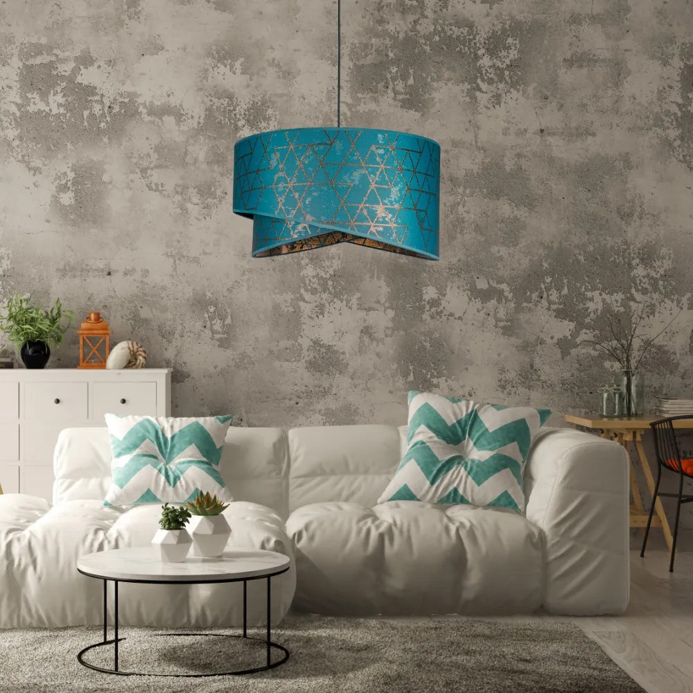Türkiz textil búrás függőlámpa | Glimex Abazur Premium 1xE27 GA0120
