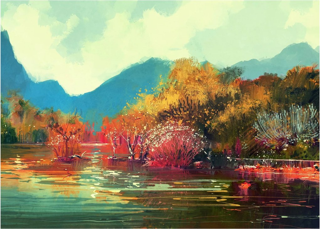 Kép - őszi színek (üvegen) (70x50 cm)