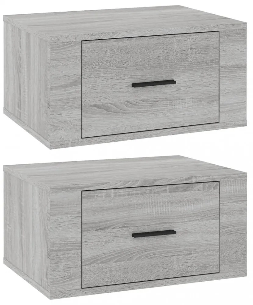 2 db szürke sonoma falra szerelhető éjjeliszekrény 50x36x25 cm