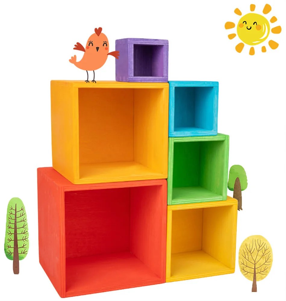 Szivárvány dobozos Montessori fajáték