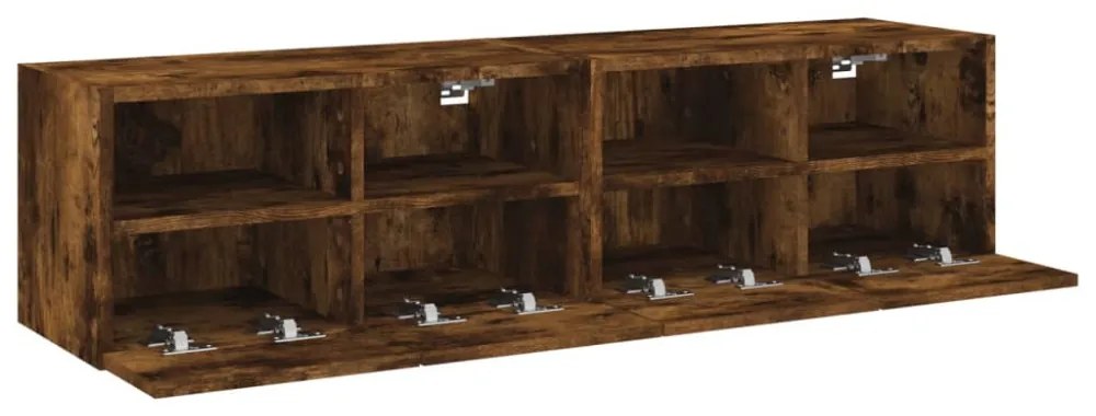 2 db füstös tölgy színű szerelt fa TV-szekrény 60 x 30 x 30 cm
