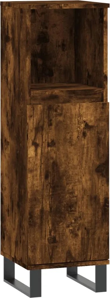 vidaXL füstös tölgy színű szerelt fa fürdőszobaszekrény 30x30x100 cm