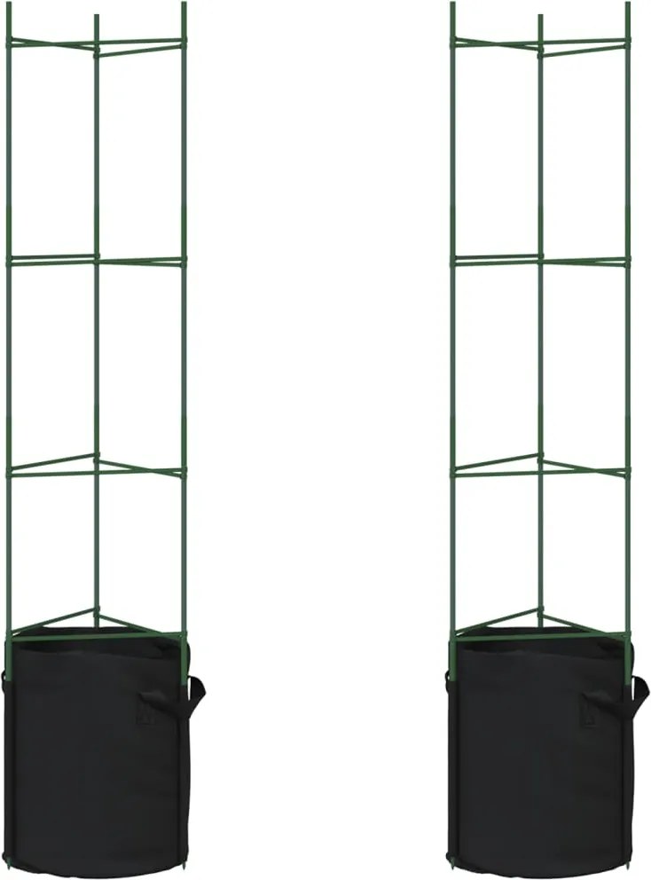 vidaXL 2 db acél és polipropilén paradicsomketrec növényzsákkal 154 cm
