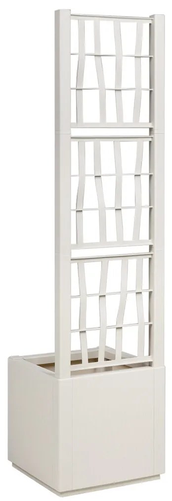 Kerti Ültető Edény Trellis-szel Fehér 36x36x140 cm PP
