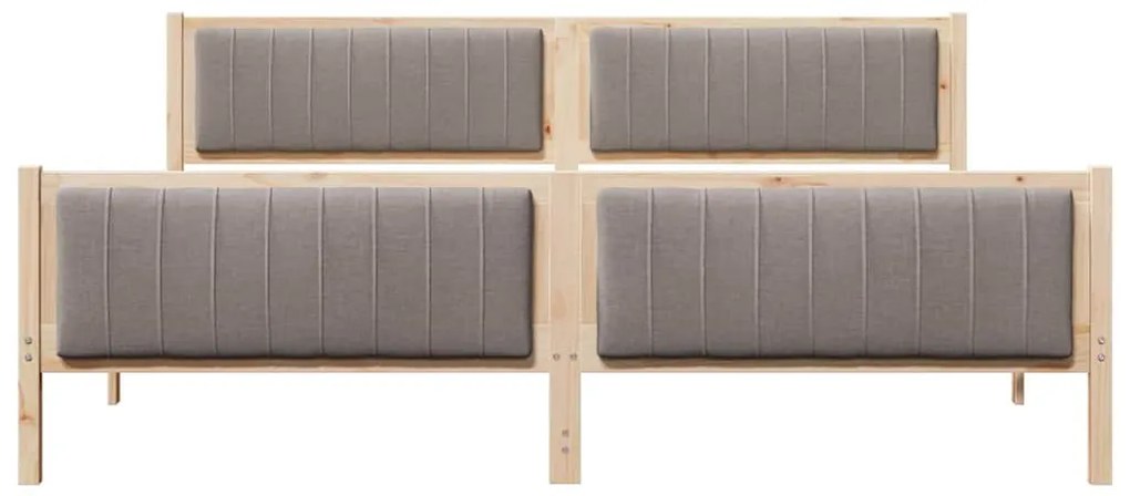 Ágykeret fejtámlával Barna és taupe 200 x 200 cm Tömör fenyőfa