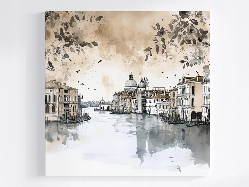 Vászonkép Canvas Város Panoráma Velence Canal Grande Vázlat 40x40