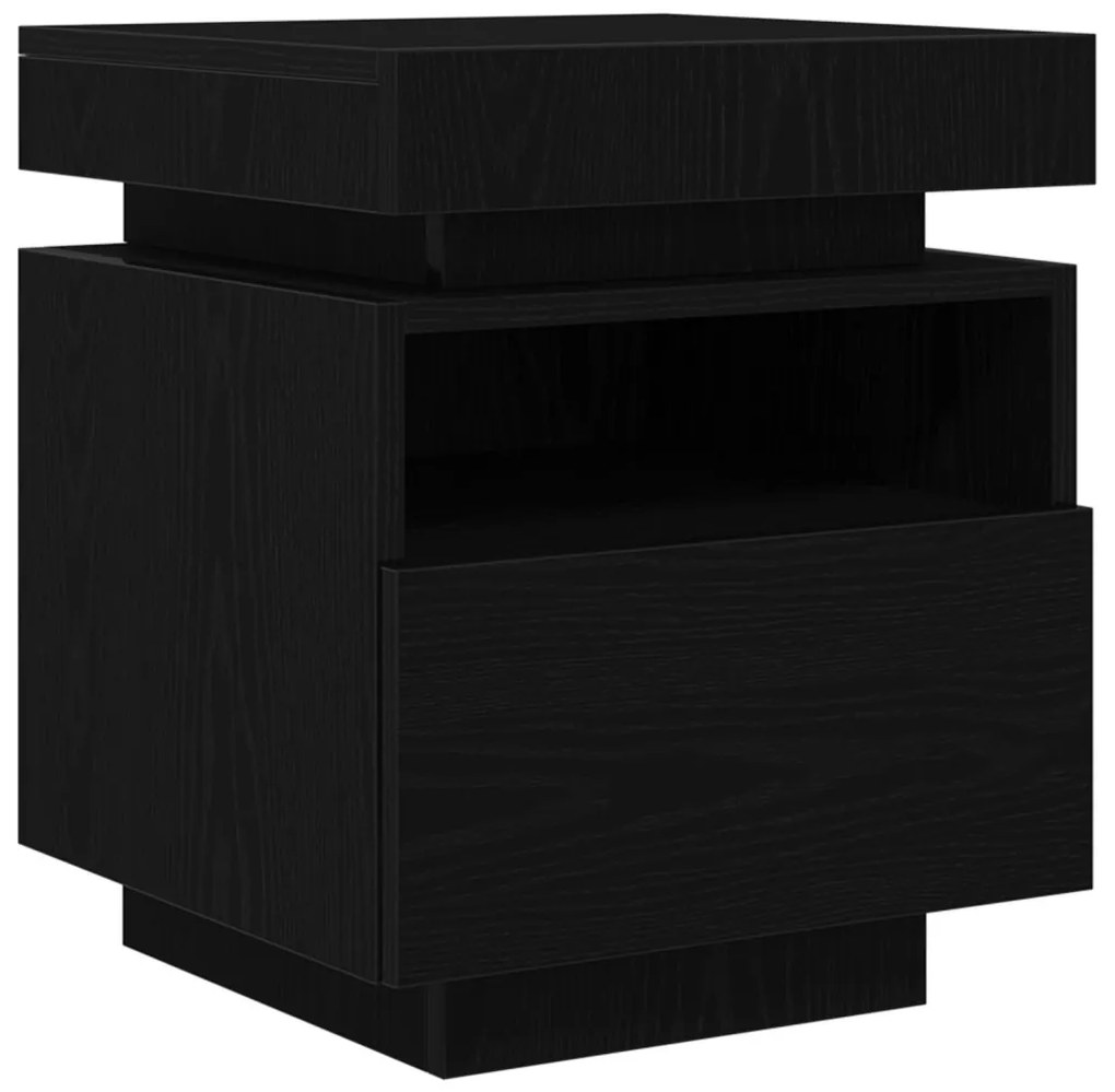 Éjjeli asztal LED világítással Fekete tölgy 40x39x48,5 cm