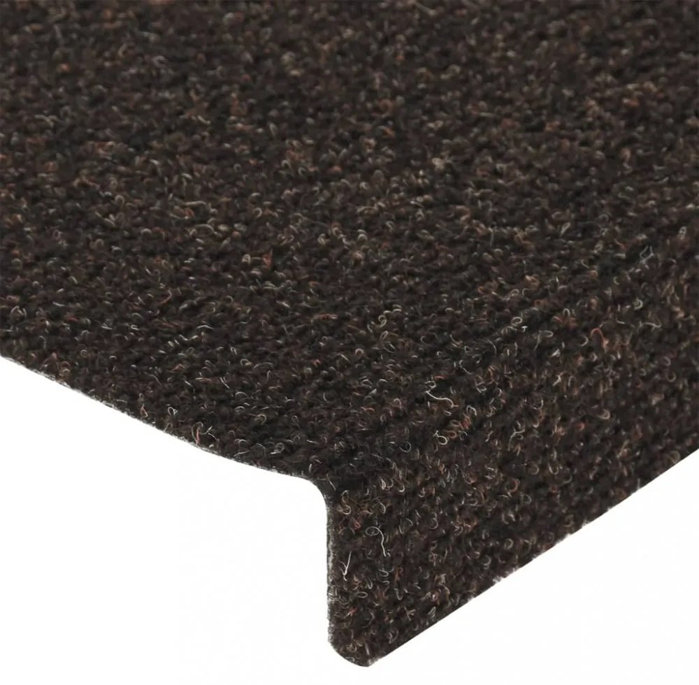 15 db öntapadós lépcsőszőnyeg, sötétbarna, téglalap alakú széllel, 65 x 21 x 4 cm