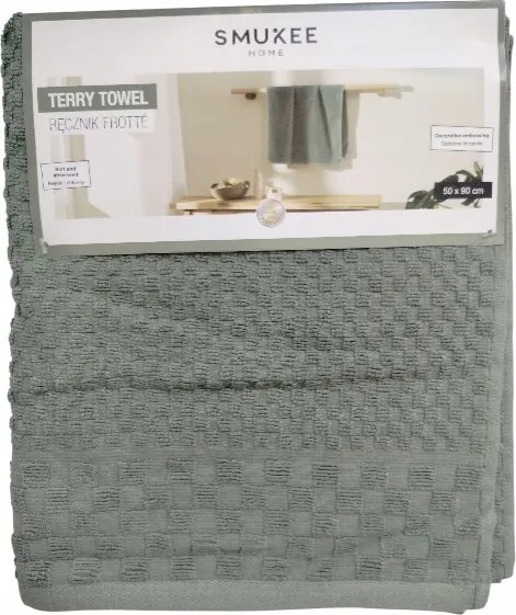 Fürdőszobai törölköző Smukee dekoratív dombornyomással 50x90cm zöld